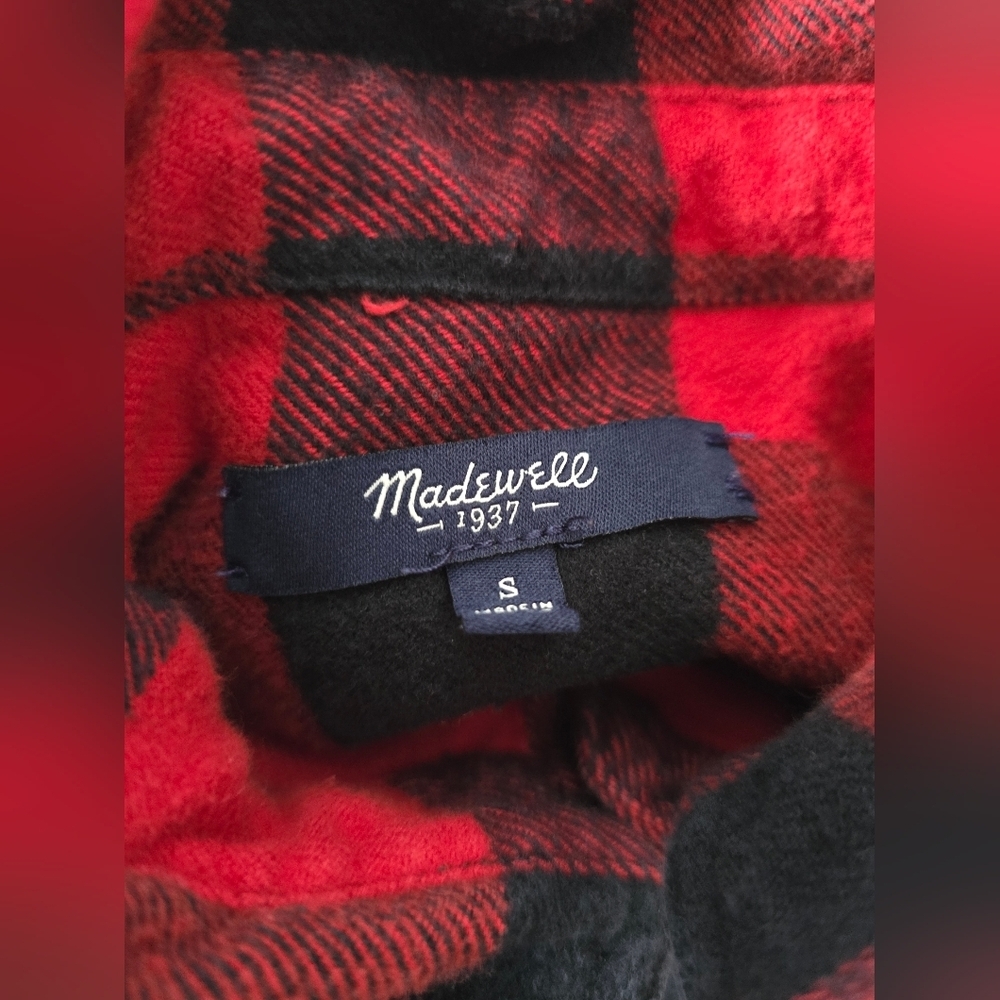 Madewell Red and Black Plaid Button-Up Shirt - Picture 6 of 6